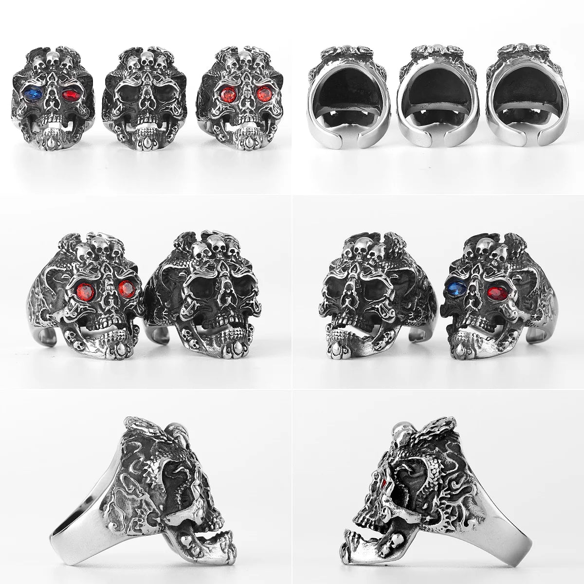 PENDRA Domineering Hades Skull Steel Ring