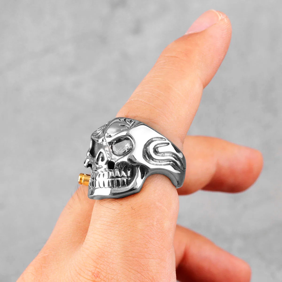 PENDRA Smoker Soldier Skull Steel Ring