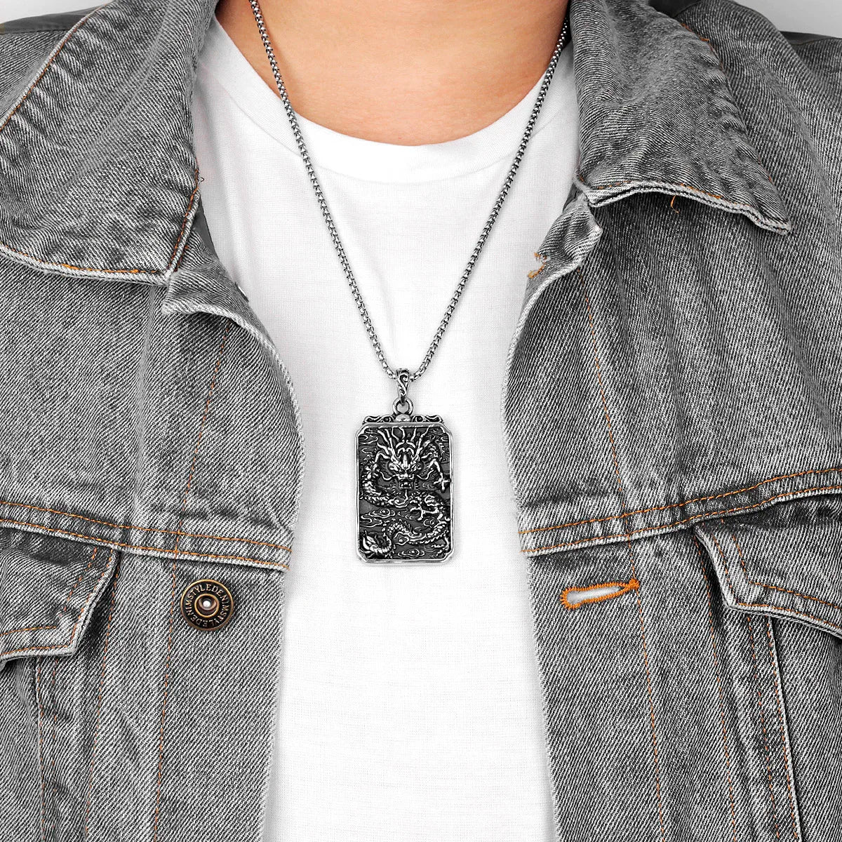 PENDRA Chinese Dragon Good Steel Necklace