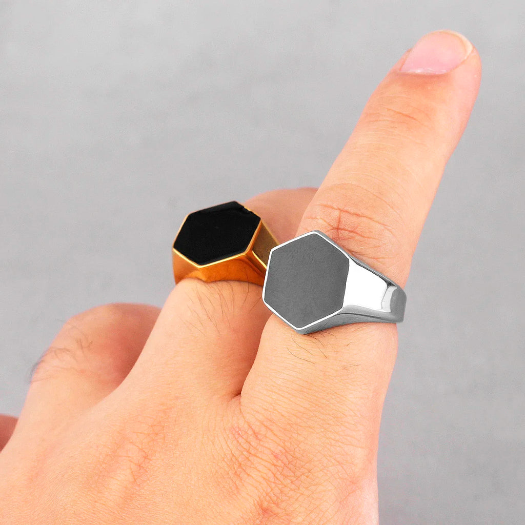 PENDRA Hexagon Rhombus Boyfriend Steel Ring