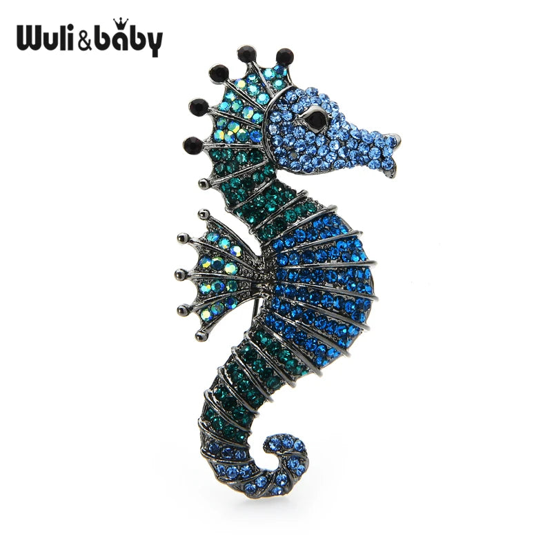 PENDRA Marina Rhinestone Seahorse Brooch