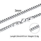 1/2/3mm Box Chain Necklaces for Men Women,Delicate Square Stainless Steel Chains Links Collars,Jewelry Gift 18To24 Inch