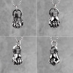 Anger Fist Fitness Long Men Necklaces Pendants Chain Punk for Boyfriend Male Stainless Steel Jewelry Creativity Gift Wholesale