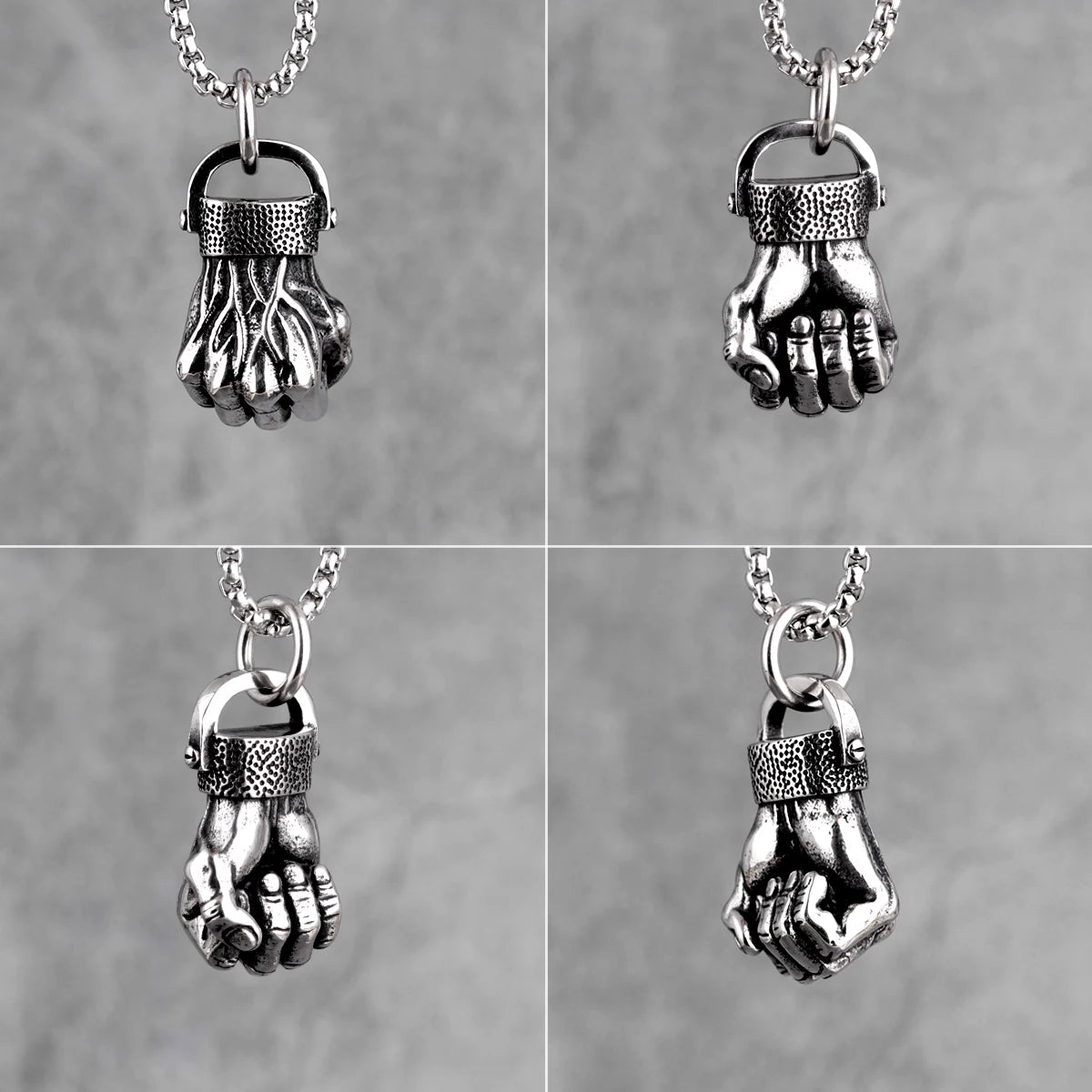 Anger Fist Fitness Long Men Necklaces Pendants Chain Punk for Boyfriend Male Stainless Steel Jewelry Creativity Gift Wholesale