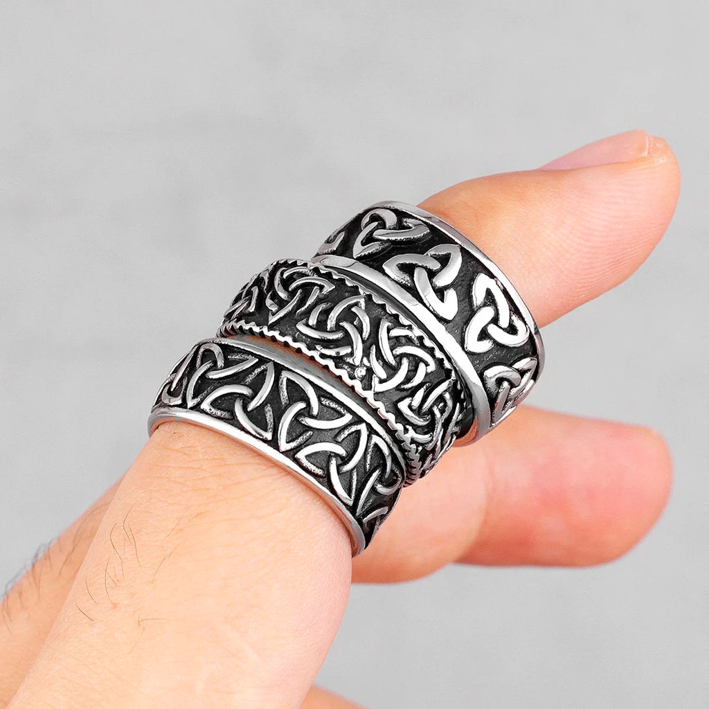 PENDRA Celtic Knot Weave Steel Ring
