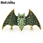 PENDRA Emerald Bat Rhinestone Brooch