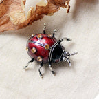 PENDRA Red Enamel Beetle Brooch