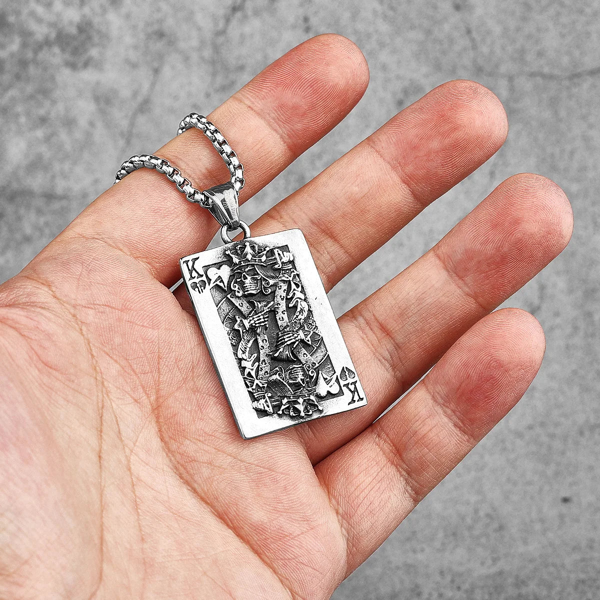 PENDRA Spade King Skull Steel Necklace