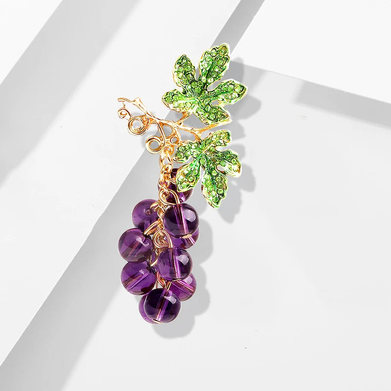 PENDRA Vinetta Glass Bead Grape Brooch
