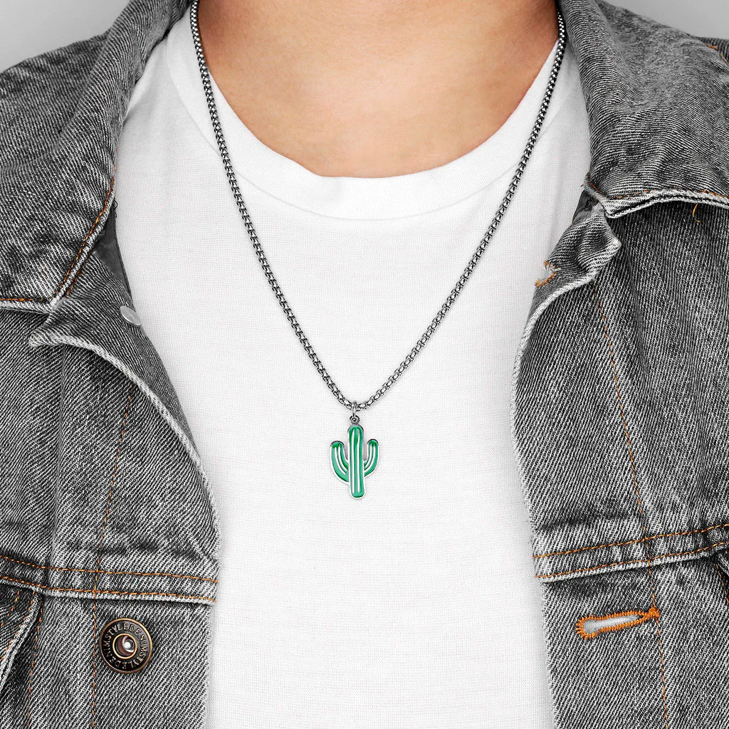 Trendy Cactus INS Style Stainless Steel Men Women Necklaces Pendants Chain for Boy Girlfriend Jewelry Creativity Gift Wholesale