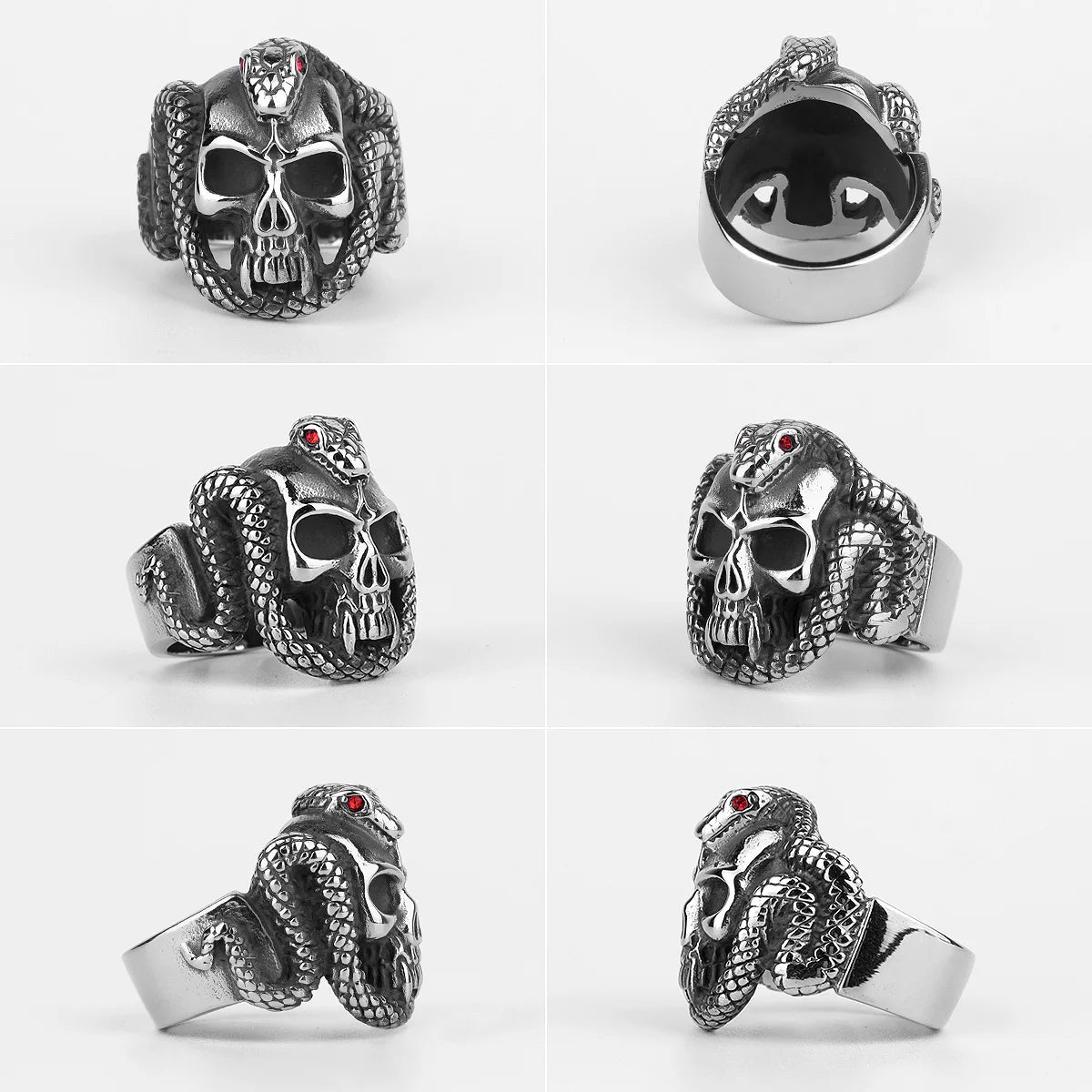 PENDRA Snake Medusa Eyes Steel Ring