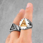 PENDRA Freemason Illuminati Triangle Steel Ring