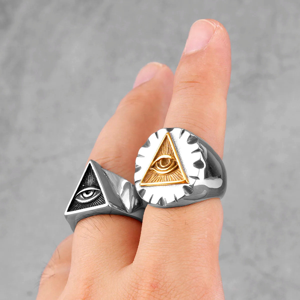 PENDRA Freemason Illuminati Triangle Steel Ring