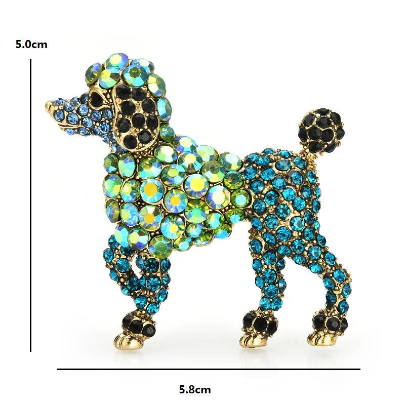 PENDRA Emerald Dog Rhinestone Animal Brooch