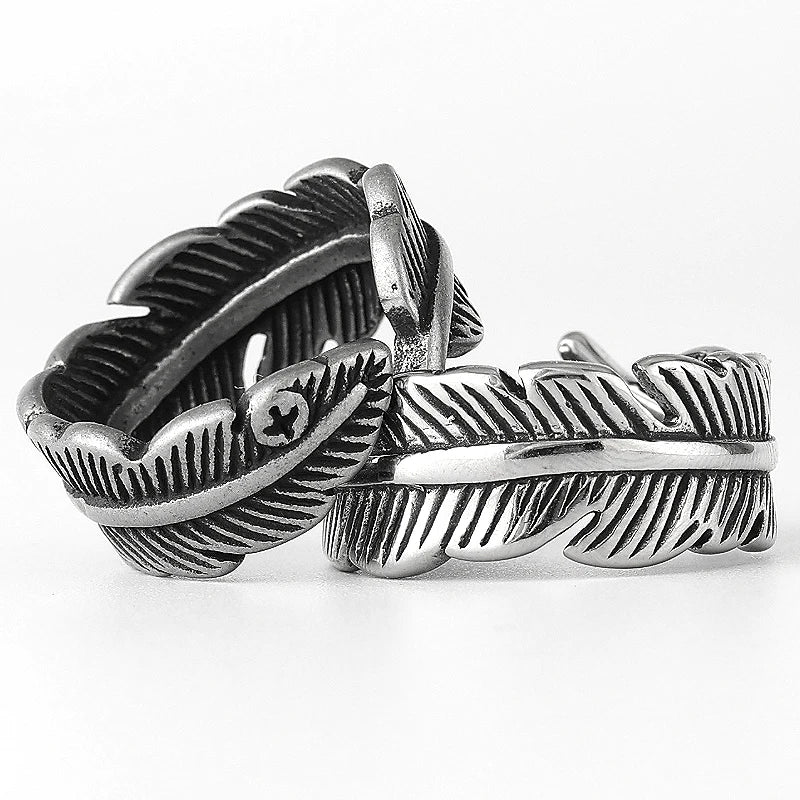 PENDRA Eagle Bird Feather Steel Ring