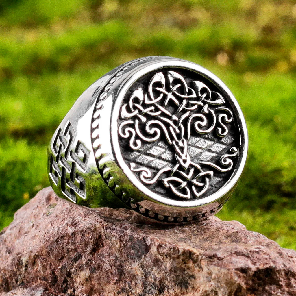 PENDRA Tree Life Celtic Steel Ring