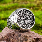 PENDRA Tree Life Celtic Steel Ring