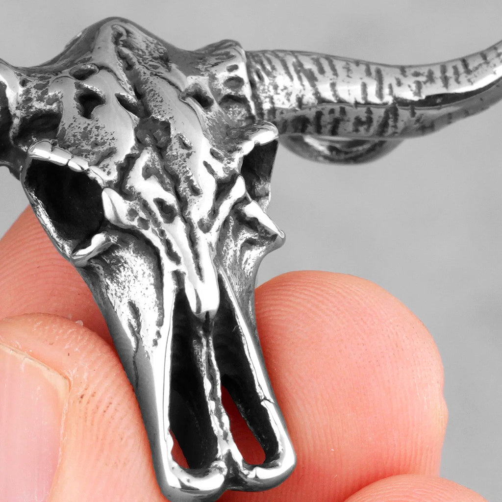PENDRA Bison Skull Animal Steel Necklace