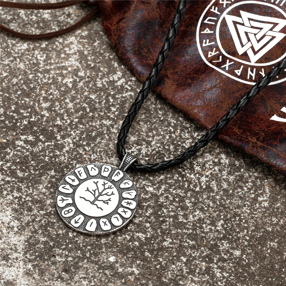 PENDRA Tree Life Rune Steel Necklace