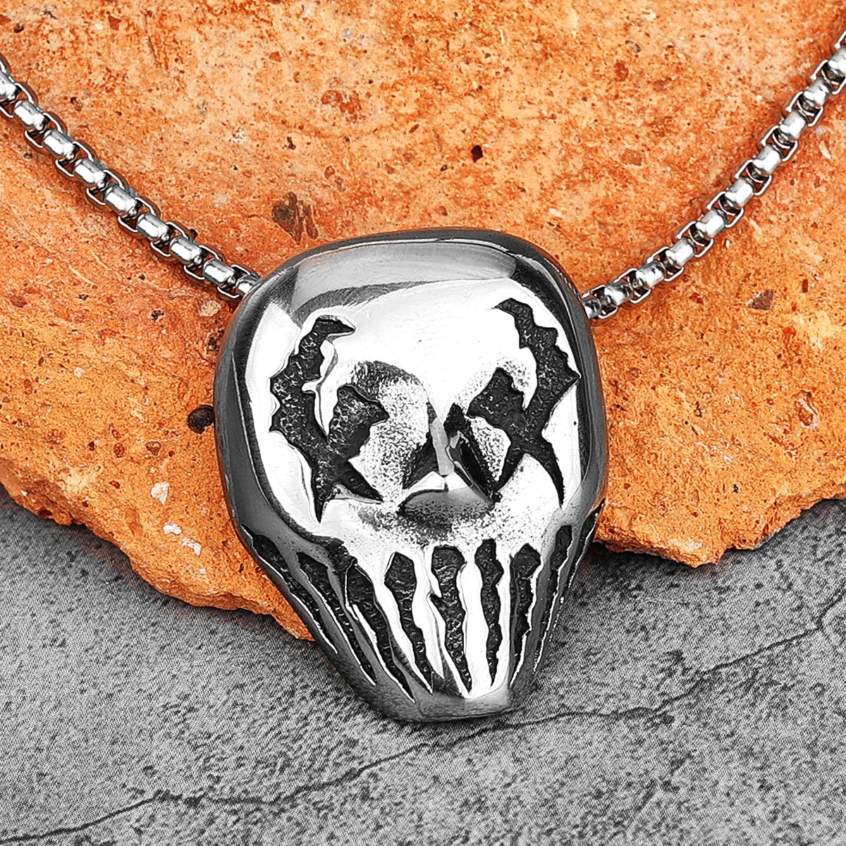 Demon Clown Mask Stainless Steel Men Necklaces Pendants Chain Gothic Punk for Boyfriend Male Jewelry Creativity Gift Wholesale