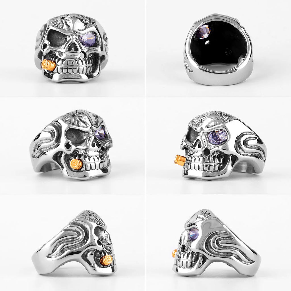 PENDRA Smoker Soldier Skull Steel Ring