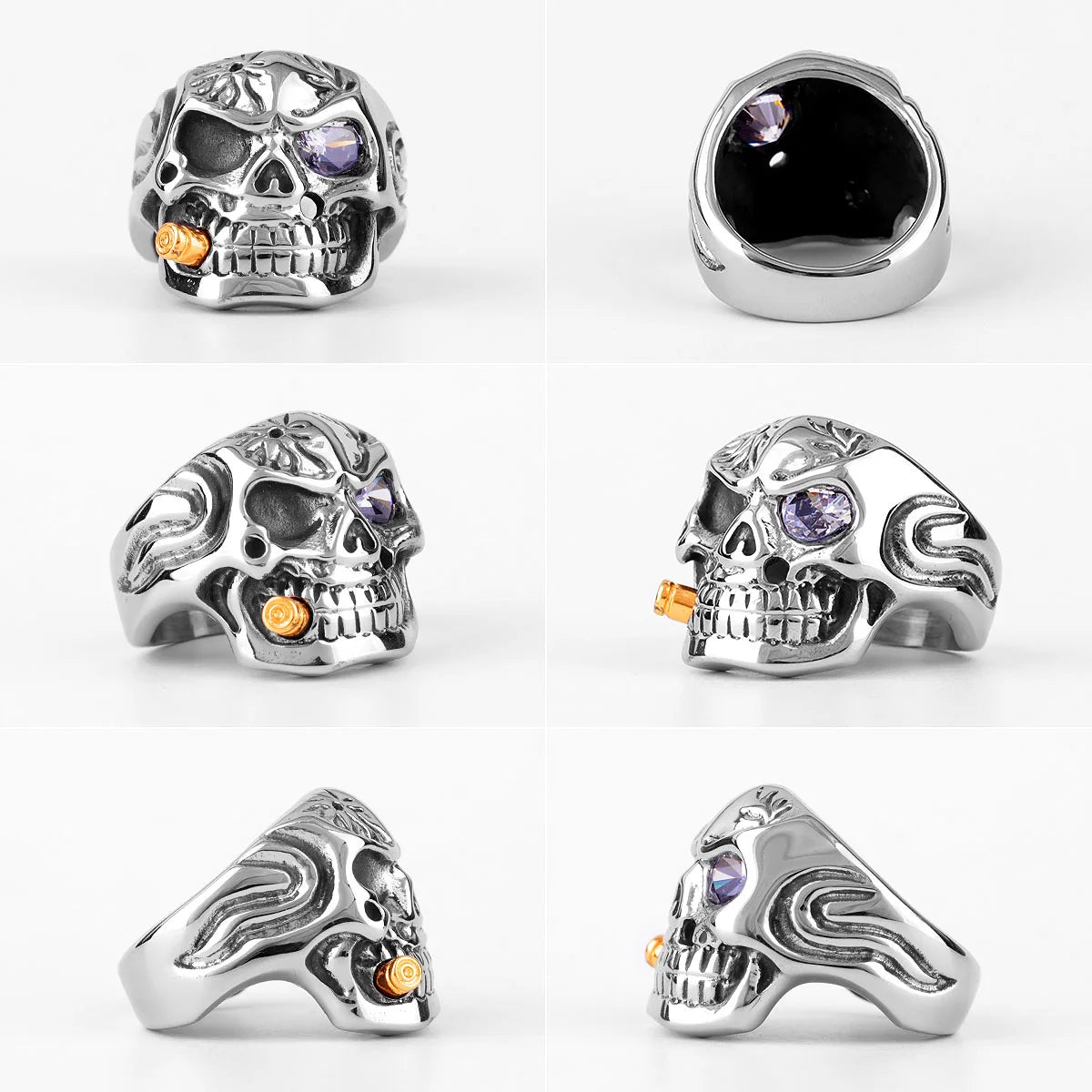 PENDRA Smoker Soldier Skull Steel Ring