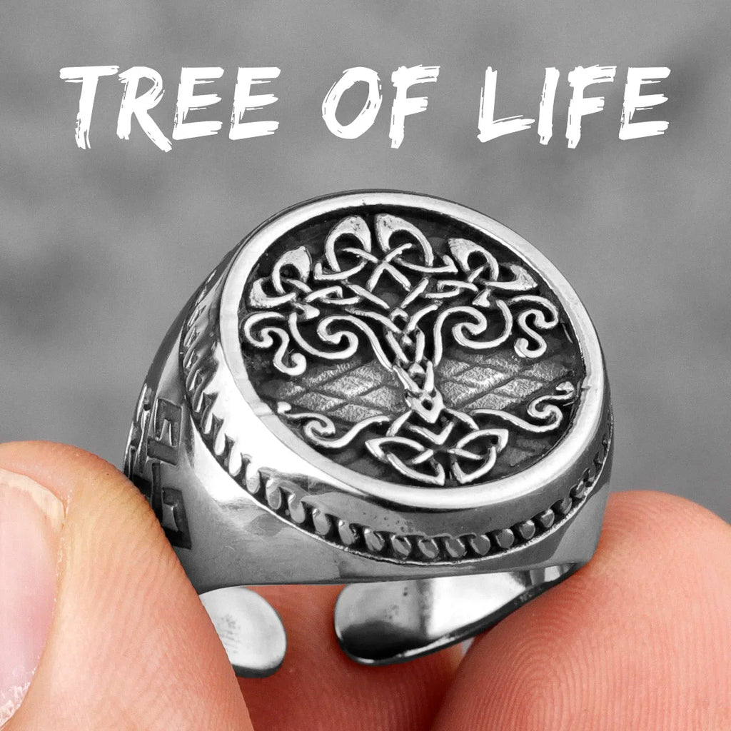 PENDRA Tree Life Celtic Steel Ring