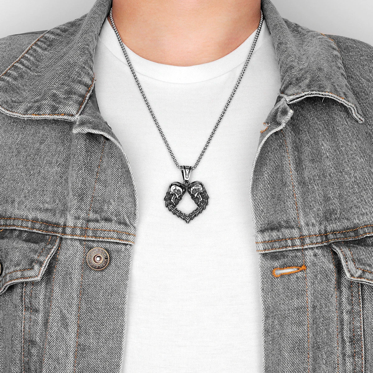 Loyal Love Skull Stainless Steel Men Necklaces Pendants Chain Punk Gothic for Boyfriend Male Jewelry Creativity Gift Wholesale