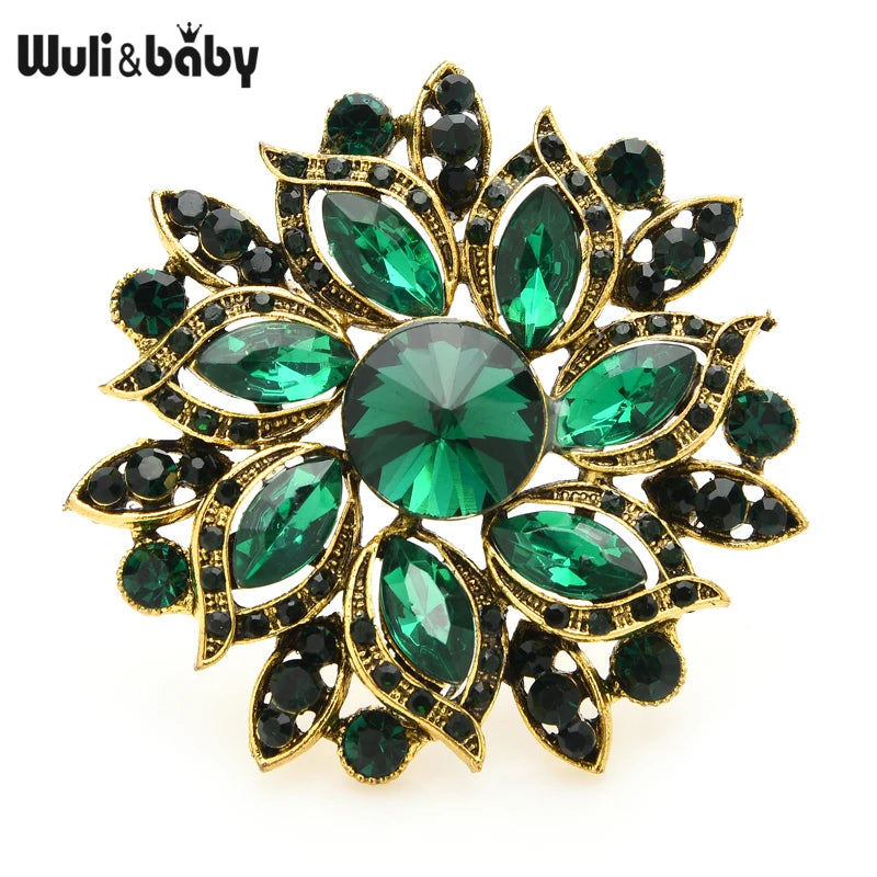 PENDRA Solara Luxury Crystal Sunflower Brooch