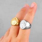 PENDRA Catholic Lorraine Cross Steel Ring