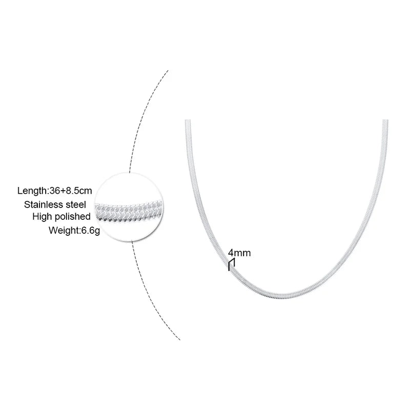 Snake Necklace Men,Gold Color Flat Snakes Chain Necklaces Layering Simple Herringbon Link Choker Men Women Jewelry 38cm - 60cm