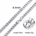 Figaro Necklace Men,Stainless Steel Curb Chain, Man Necklace, 5 to 8mm Link Chain