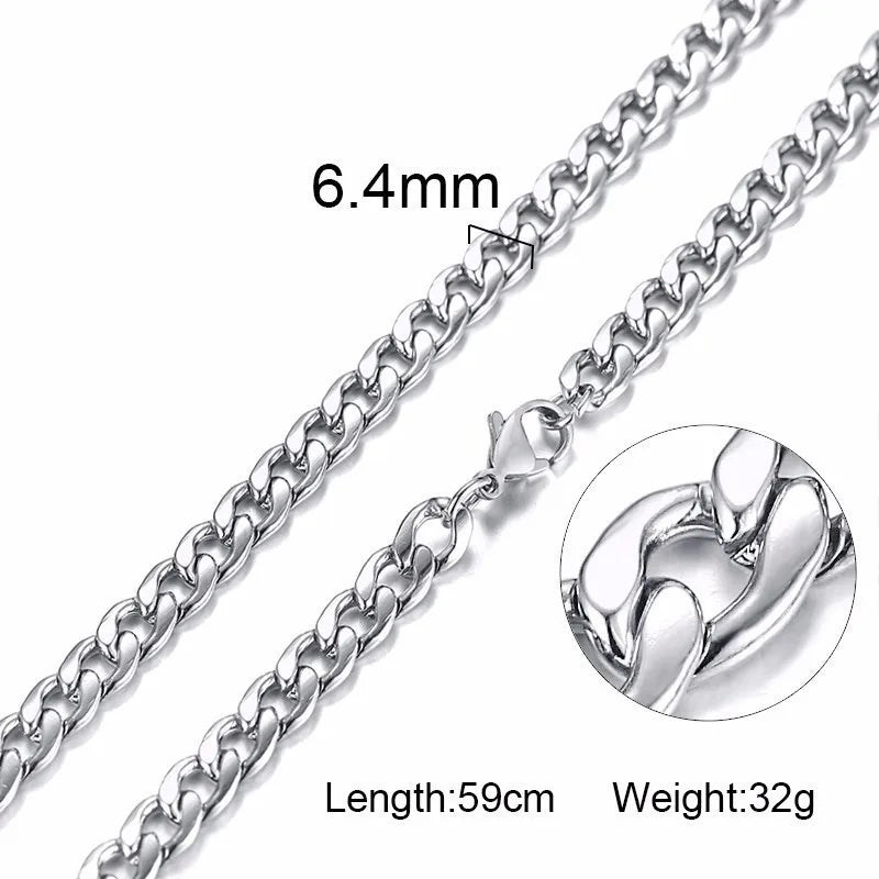 Figaro Necklace Men,Stainless Steel Curb Chain, Man Necklace, 5 to 8mm Link Chain
