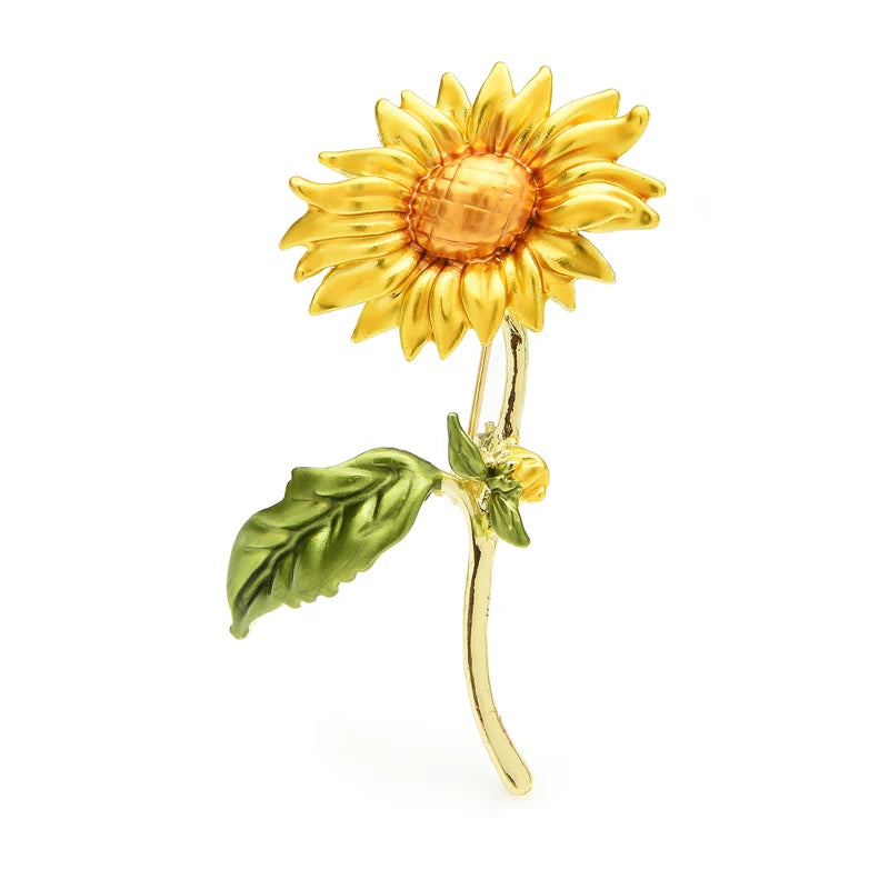 PENDRA Solara New Enamel Sunflower Brooch