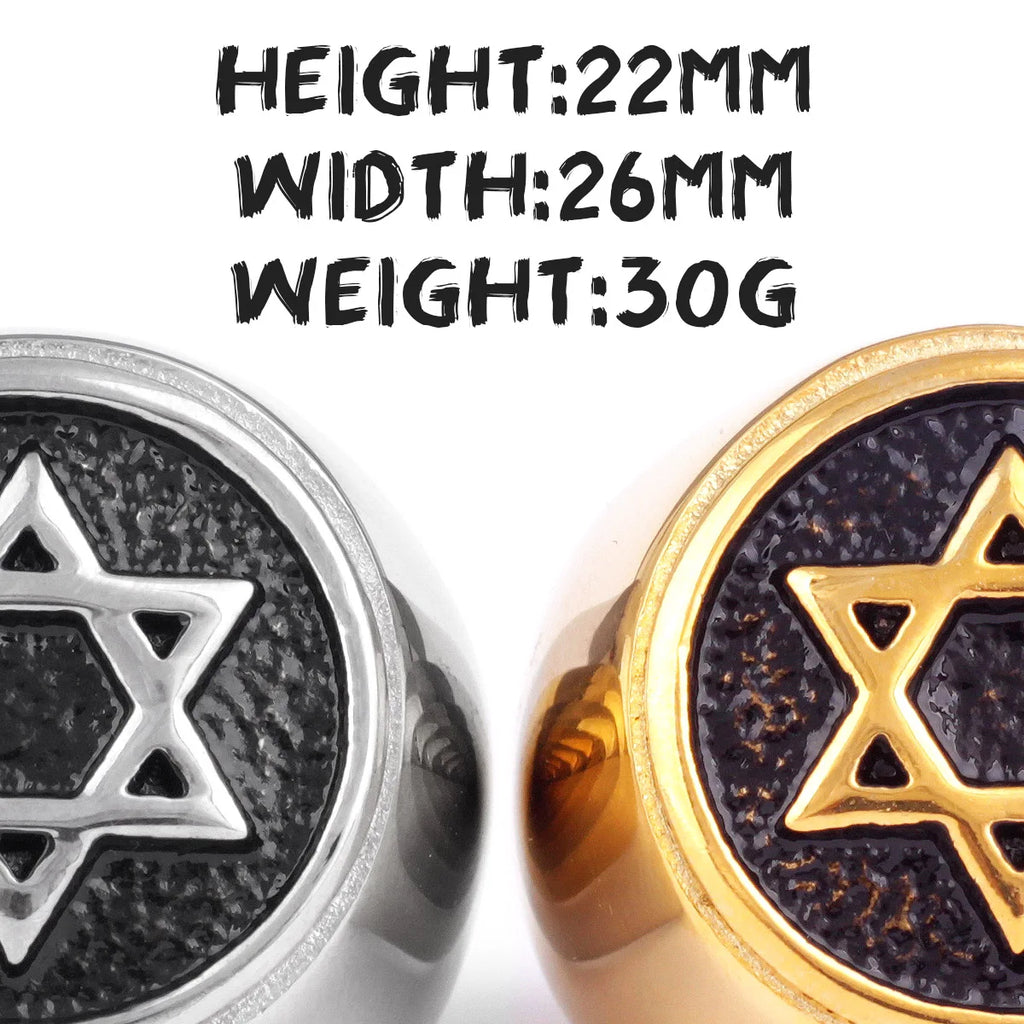 PENDRA Judaism Hexagram Star Steel Ring