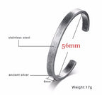 MEN TWISTED C BANGLE WITH SMALL WRIST MOBIUS BRACELET ANTIQUE SILVER COLOR STACKING CUFF BANGLE STAINLESS STEEL UNISEX JEWELRY