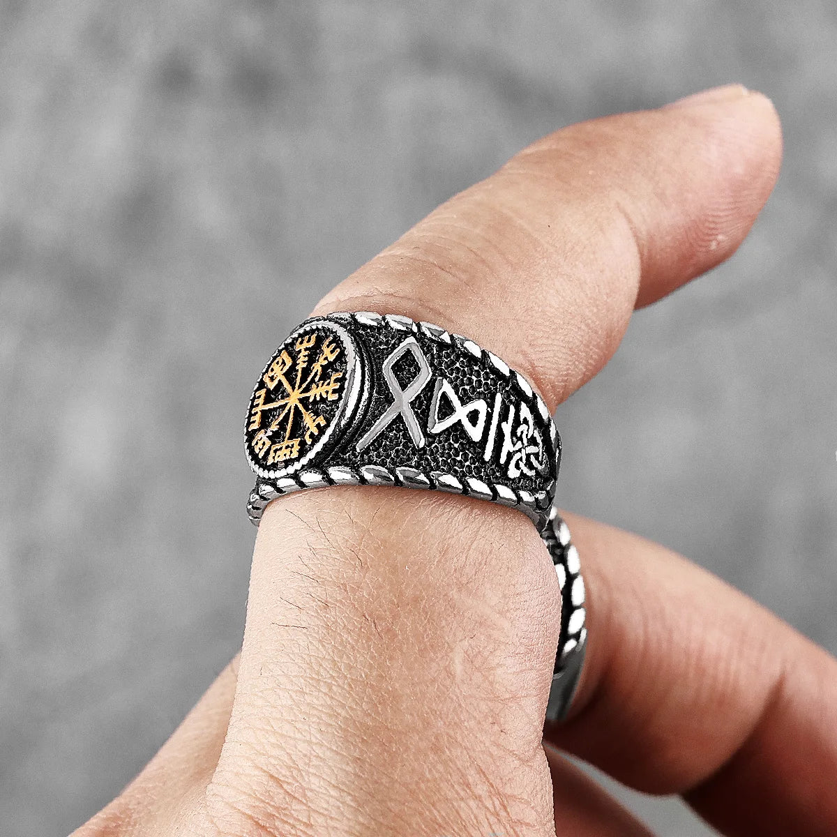 PENDRA Norse Mythology Odin Steel Ring