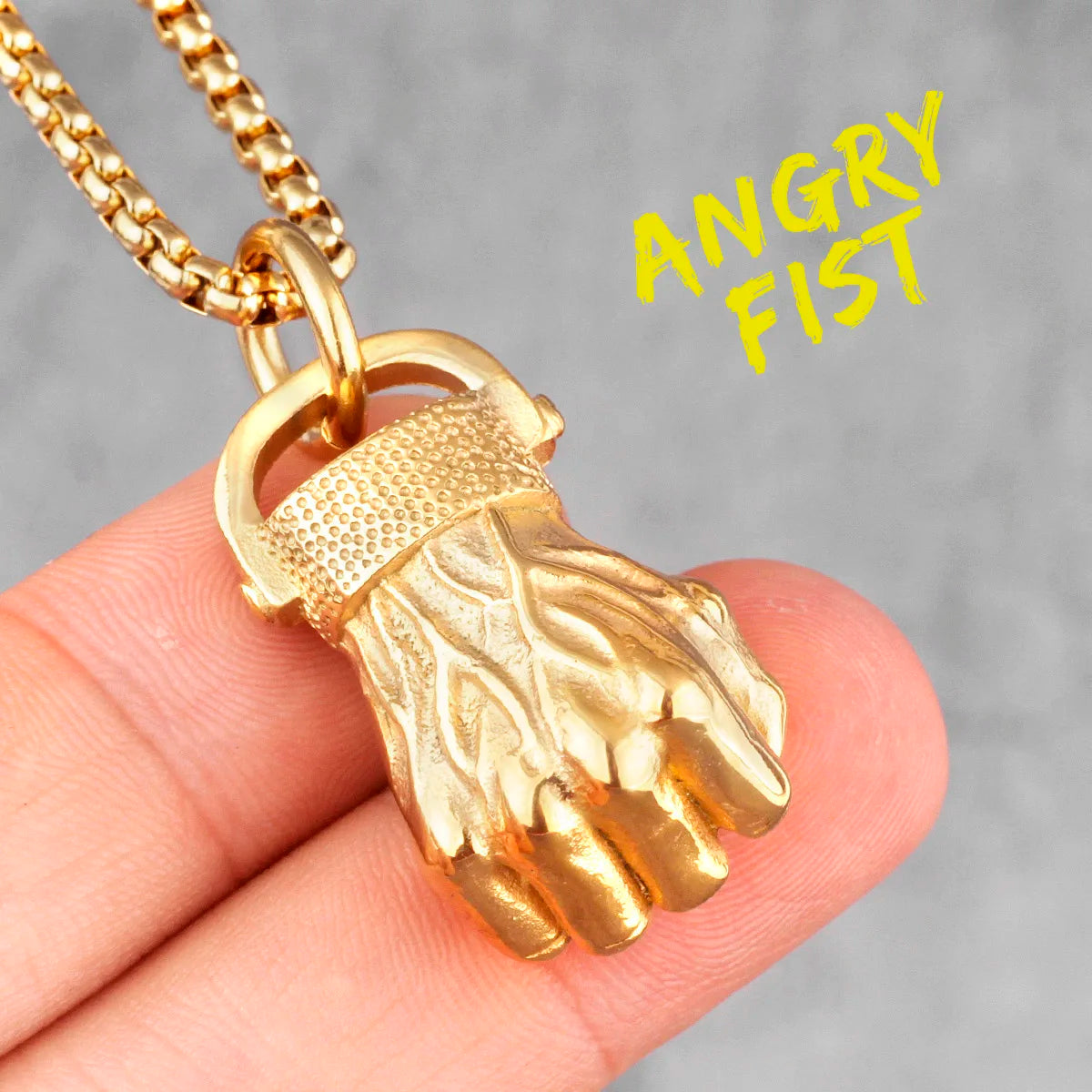 Anger Fist Fitness Long Men Necklaces Pendants Chain Punk for Boyfriend Male Stainless Steel Jewelry Creativity Gift Wholesale