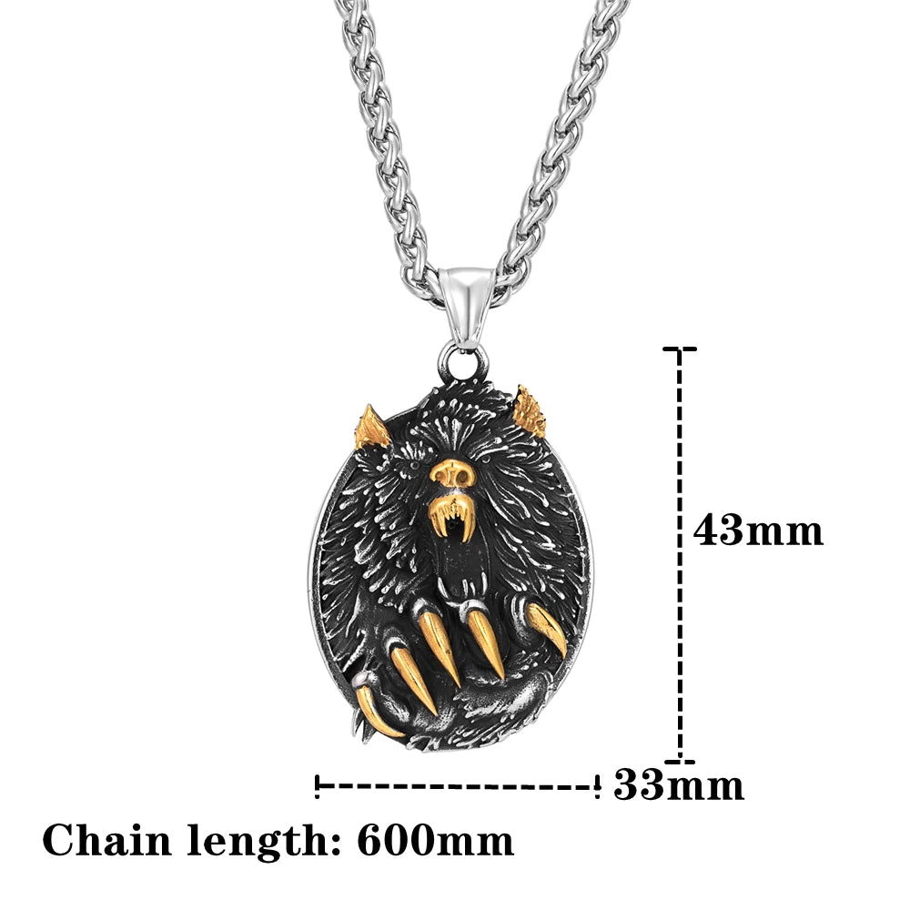 PENDRA Wolf Gold Celtic Necklace