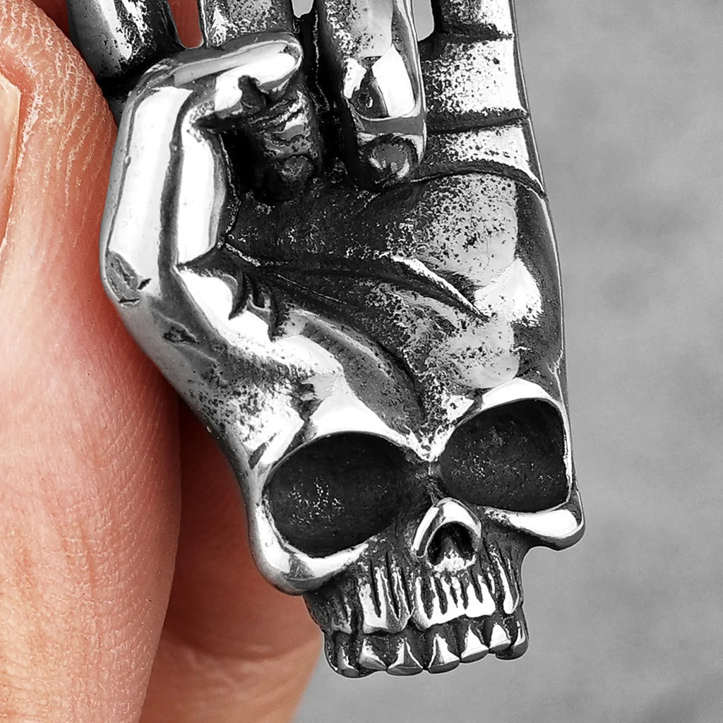 PENDRA Death Rock Gesture Steel Necklace