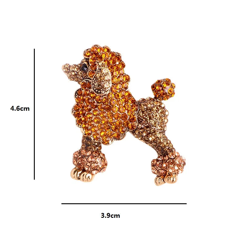 PENDRA Poodleglow 2-Color Rhinestone Poodle Dog Brooch