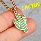 Trendy Cactus INS Style Stainless Steel Men Women Necklaces Pendants Chain for Boy Girlfriend Jewelry Creativity Gift Wholesale