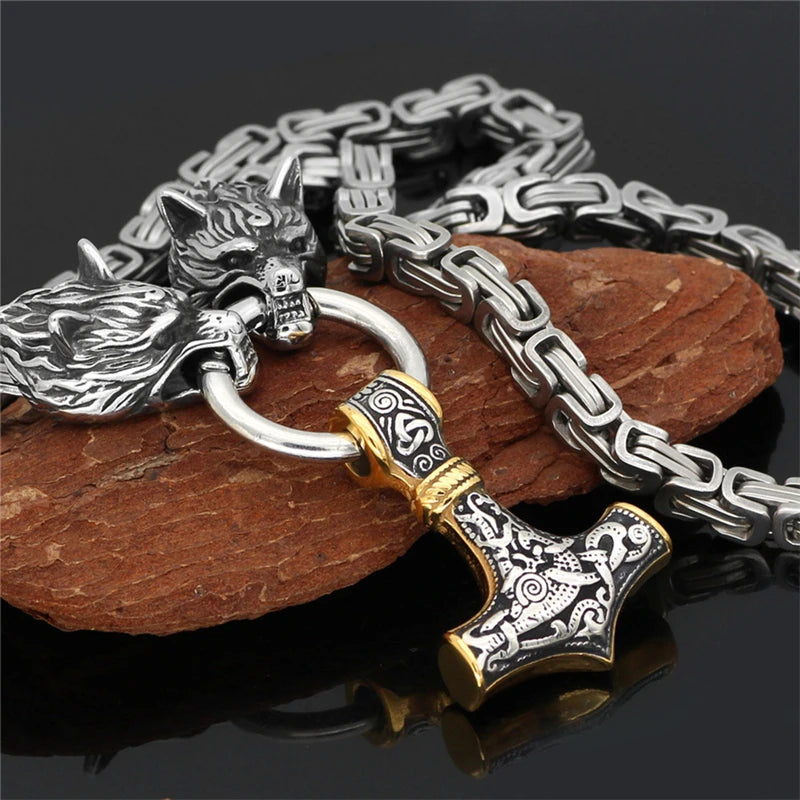 PENDRA Wolf Norse Steel Necklace