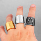PENDRA Triangle Golden Boyfriend Steel Ring