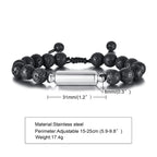 Men Urn Bracelet, Tiger's Eye and Lave Stone Bracelets Stash Capsule, Urns Jewelry for Ashes Cremation Brazalets