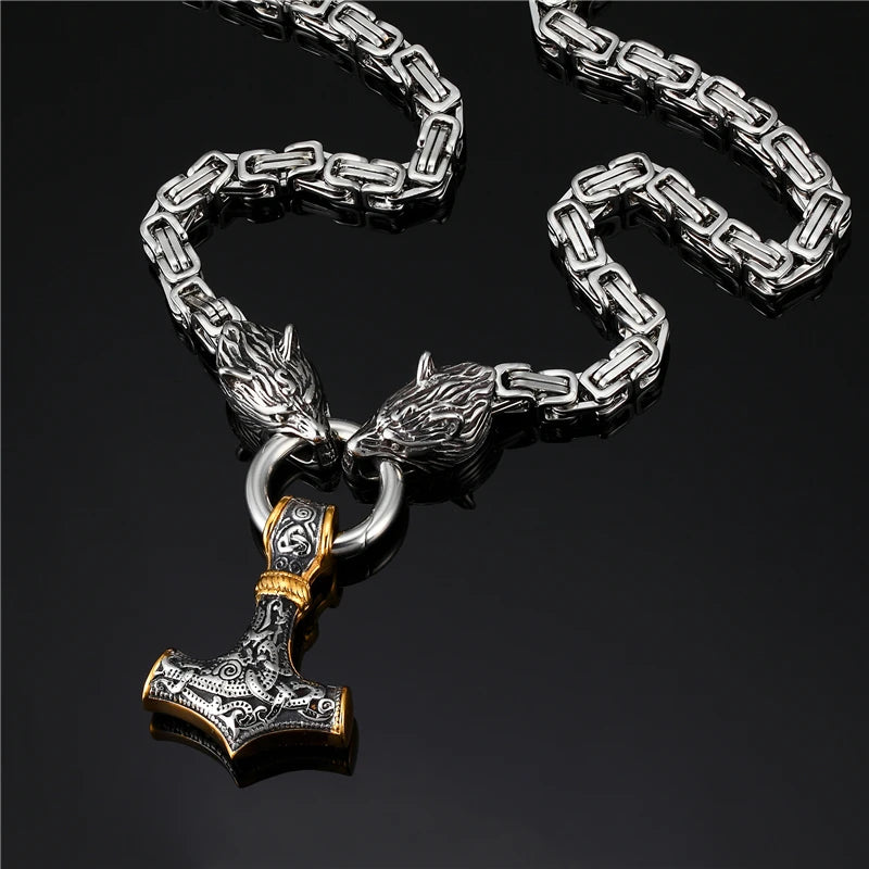 PENDRA Wolf Rune Steel Necklace