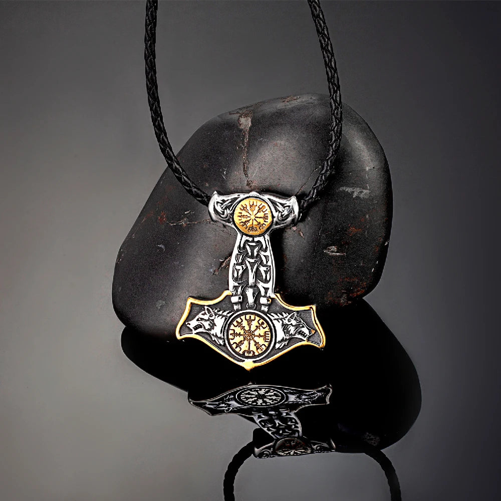 PENDRA Wolf Gold Compass Necklace