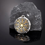 PENDRA Viking Trident Gold Steel Necklace