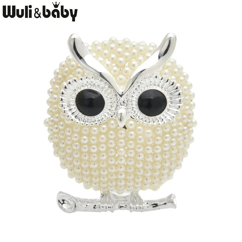 PENDRA Moon Owl Pearl Brooch