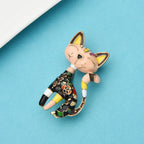 PENDRA Floral Cat Enamel Brooch